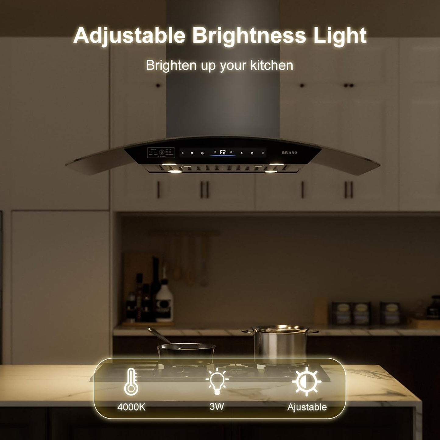 BRANO Island Range Hood Ducted/Ductless Convertible (SL22S-V36)
