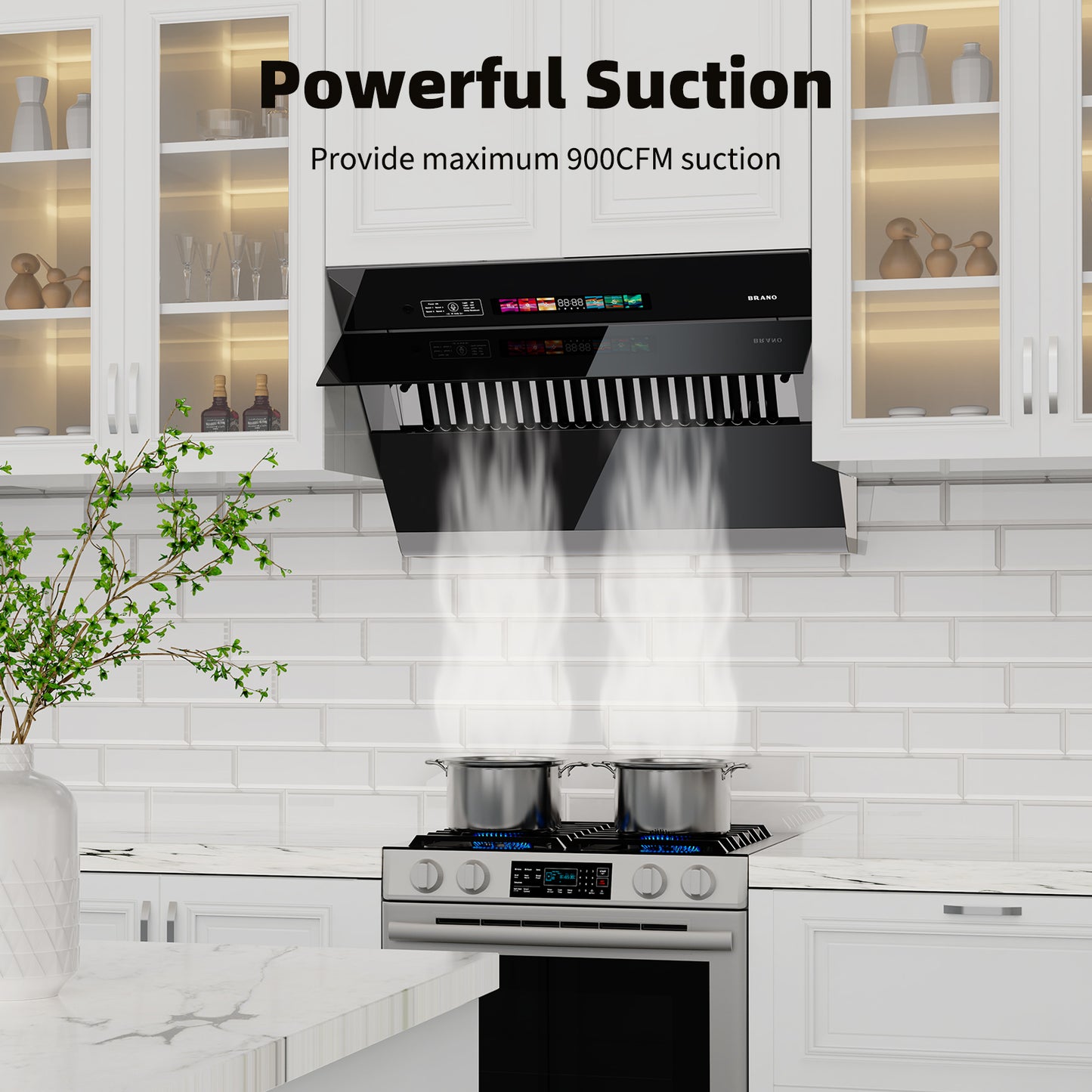 BRANO Side Suction Ventilation Under Cabinet Smart Kitchen Hood (GXEA-T05-36)
