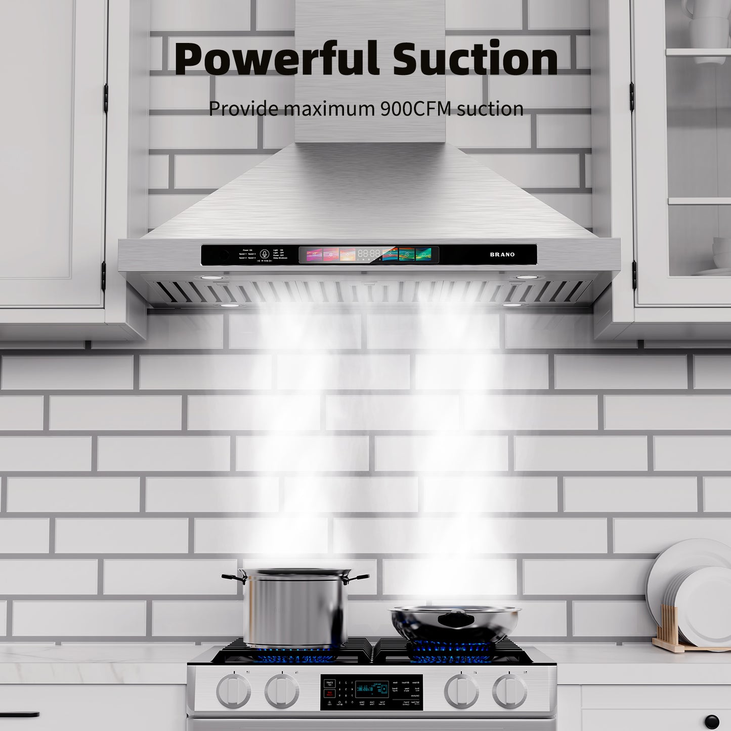BRANO 30 inch Stainless Steel Range Hood with LED Light-(TW03S-30)