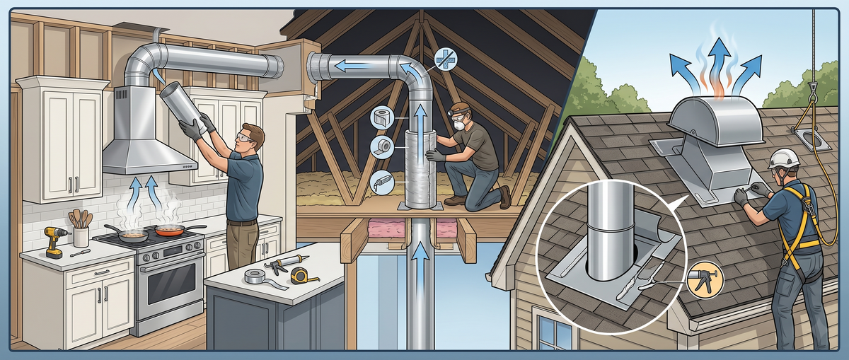 How to vent a range hood through the roof?