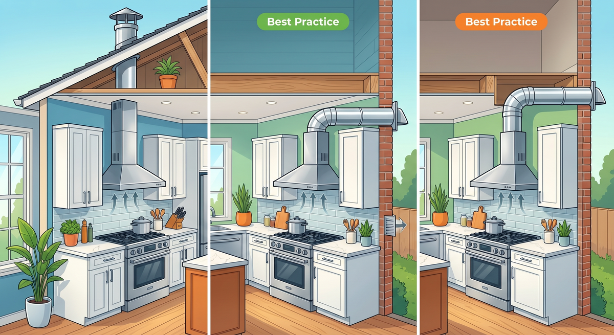 What is the best ductwork layout for a range hood?