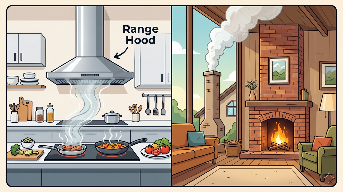 What is the difference between a range hood and a chimney?