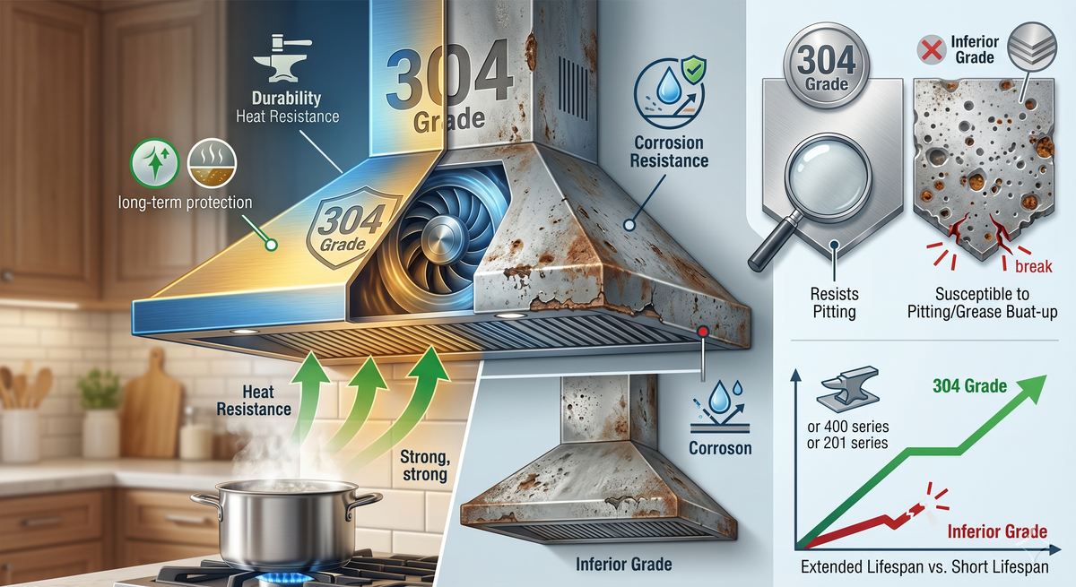 Why 304 Grade Matters for Your Range Hoods Lifespan？