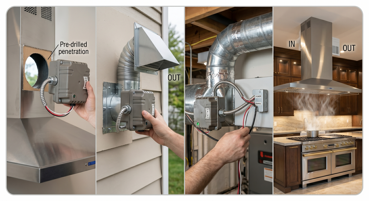How to install make up air for range hood？