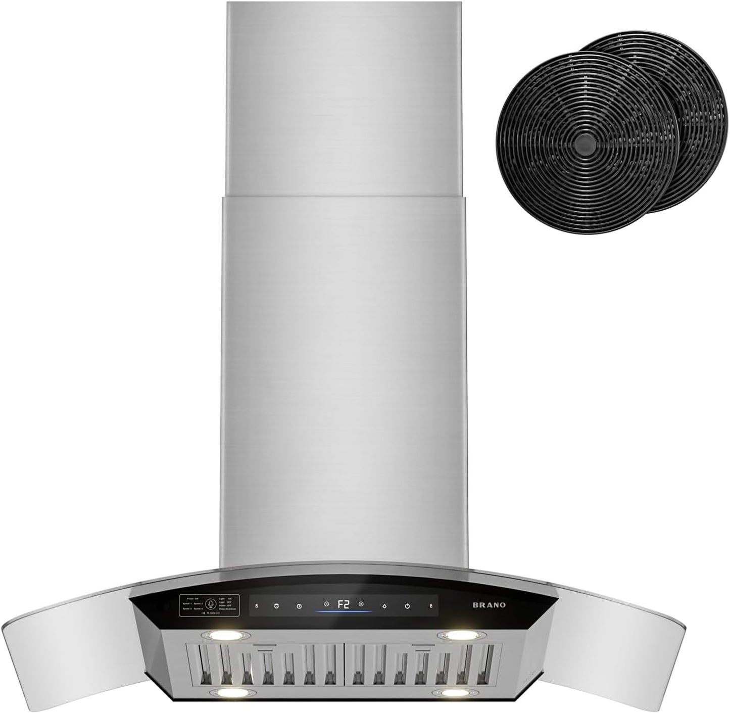 BRANO Island Range Hood Ducted/Ductless Convertible (SL22S-V36)