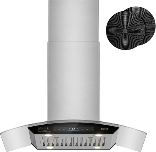 BRANO Island Range Hood Ducted/Ductless Convertible (SL22S-V36)
