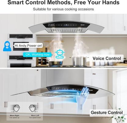 BRANO Island Range Hood Ducted/Ductless Convertible (SL22S-V36)