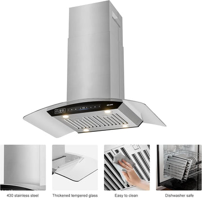 BRANO Island Range Hood Ducted/Ductless Convertible (SL22S-V36)