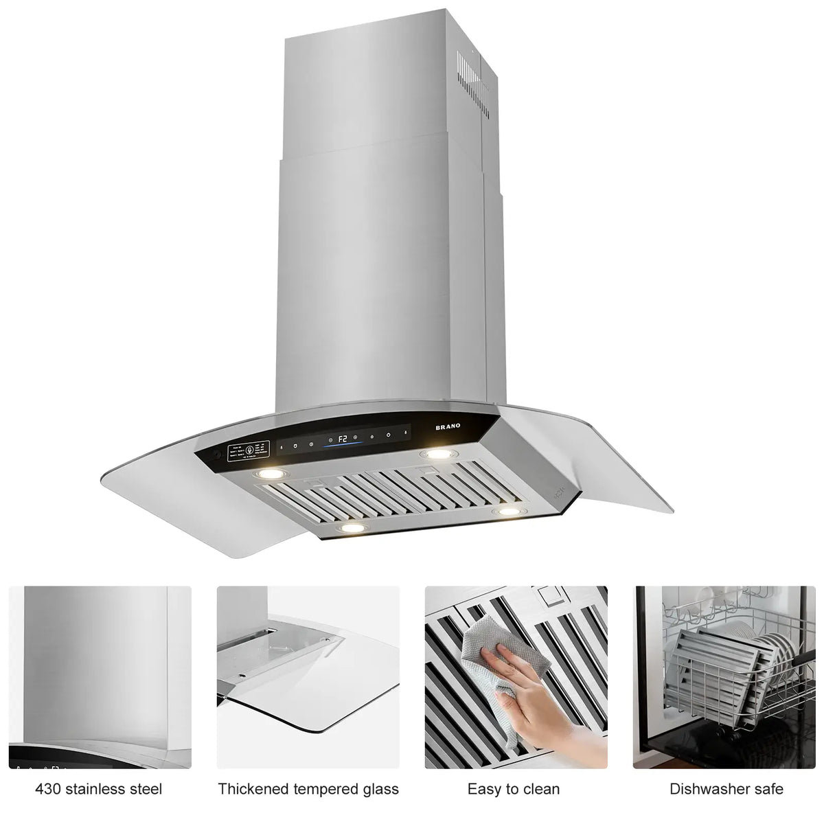 Ductless Island Vent Hood 900 CFM With 36 Inch (SL22S-V36) - Brano