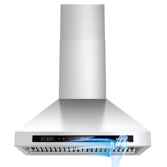BRANO 30" Wall Mount 900 CFM with Voice/Gesture/Touch Ctrl Stainless-Steel Range Hood (TW04B-V30)