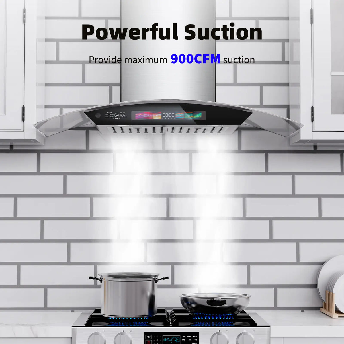 36 Inch Ducted Wall Mount Hood Fan With Powerful Suction (GS01S-V36) - Brano