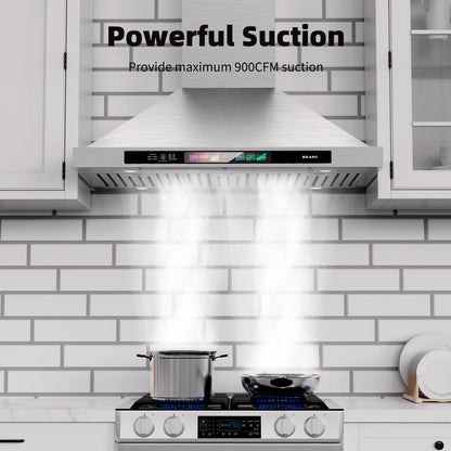 BRANO 30 inch Stainless Steel Range Hood with LED Light-(TW03S-30)