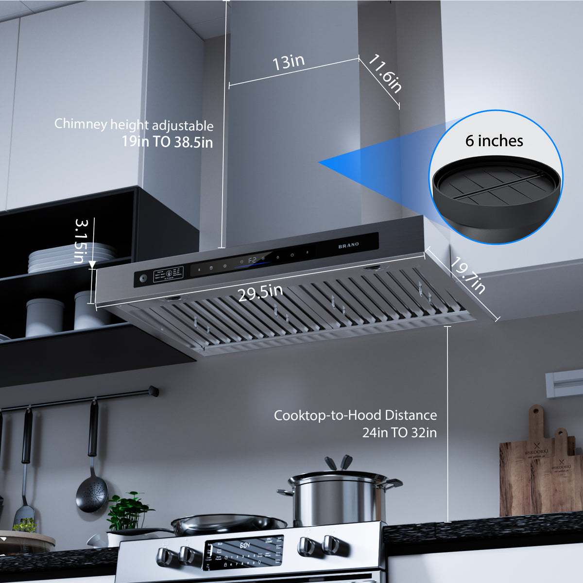 Ductless Wall Mounted Range Hoods For DC Motor - DC05B