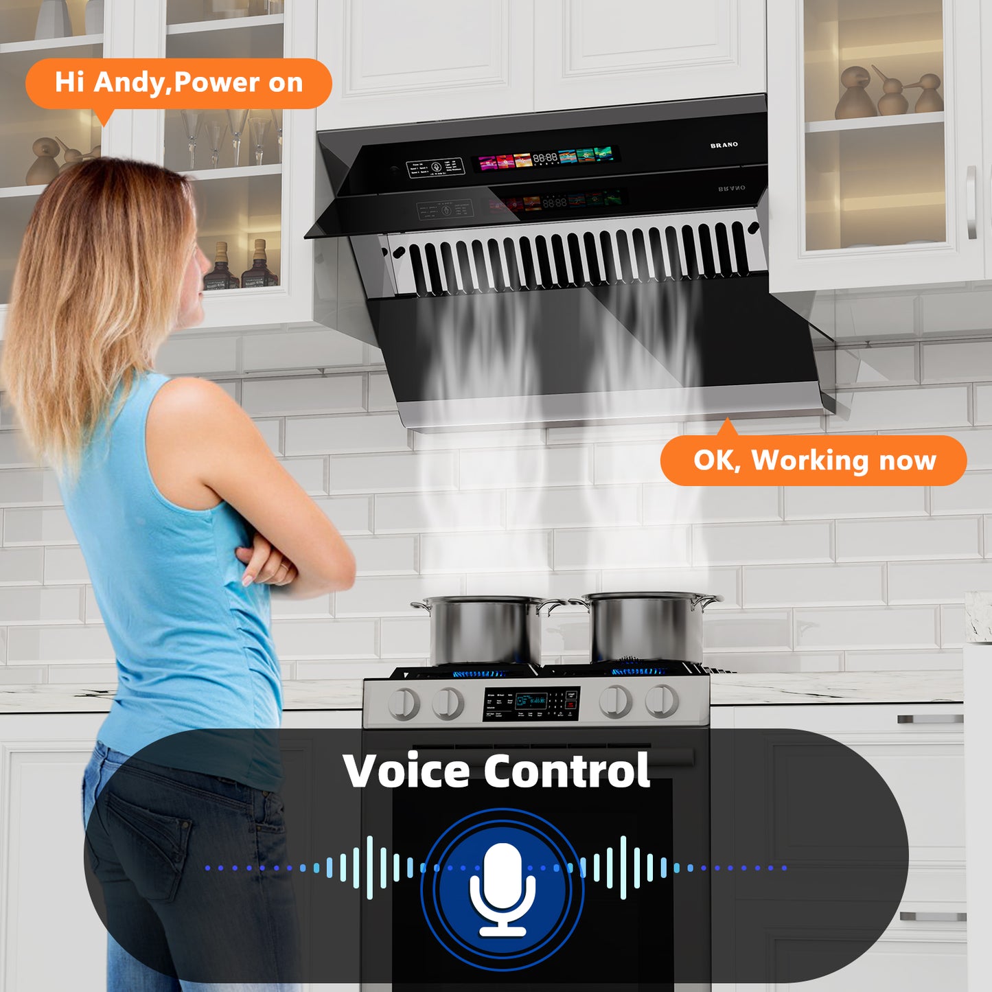 BRANO Side Suction Ventilation Under Cabinet Smart Kitchen Hood (GXEA-T05-36)