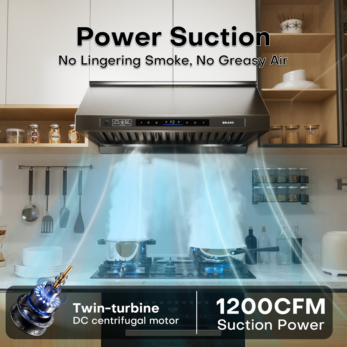 Titanium Plating DC Motor Under Cabinet Range Hood - UCE16-B