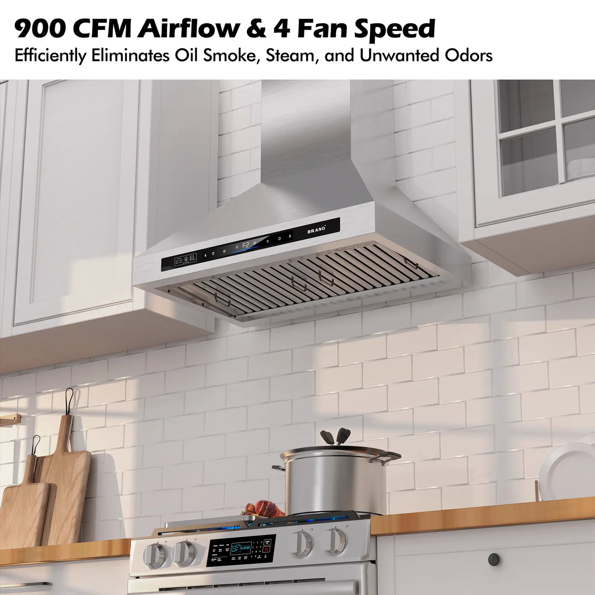 30 Inch Kitchen Ductless Range Hoods With Wall Mounted (TW04B-V30) - Brano