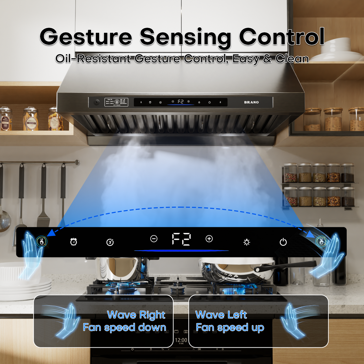 Titanium Plating DC Motor Under Cabinet Range Hood - UCE16-B