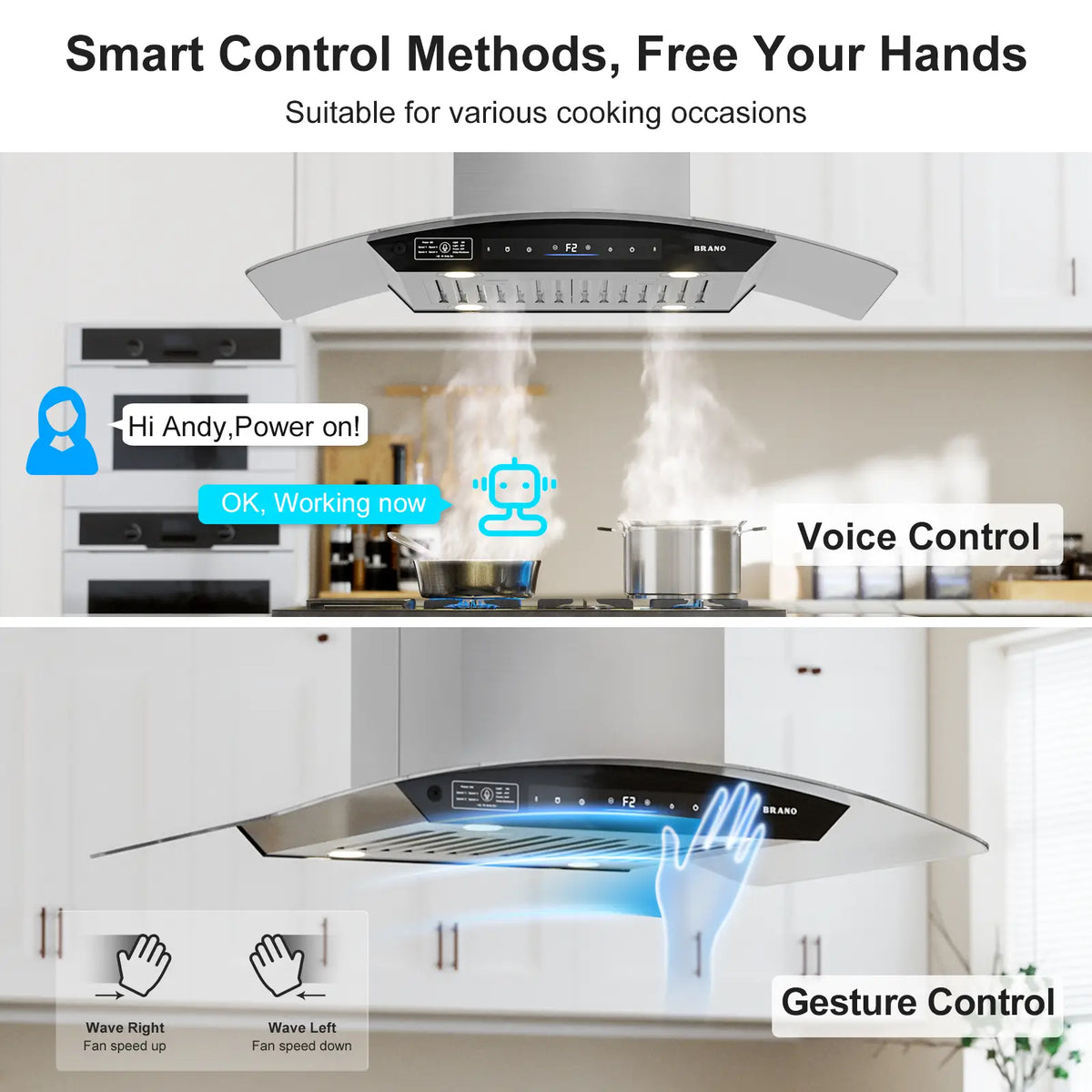 Ductless Island Vent Hood 900 CFM With 36 Inch (SL22S-V36) - Brano