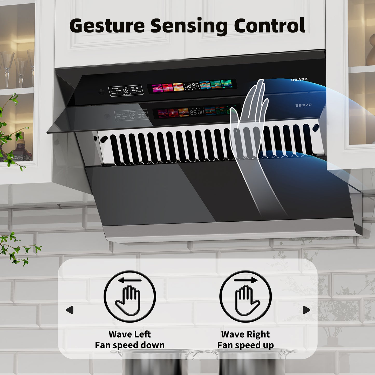 BRANO Side Suction Ventilation Under Cabinet Smart Kitchen Hood (GXEA-T05-36)