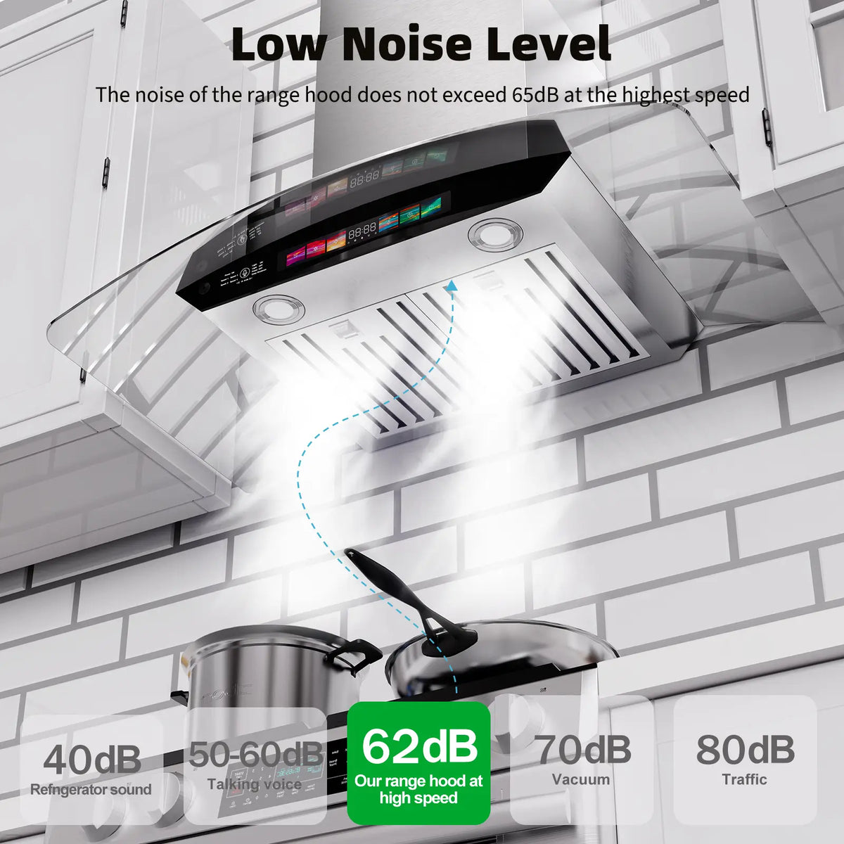 36 Inch Ducted Wall Mount Hood Fan With Powerful Suction (GS01S-V36) - Brano