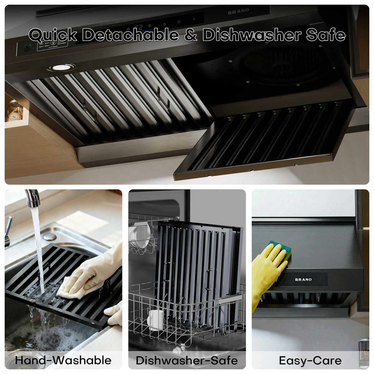 Titanium Plating DC Motor Under Cabinet Range Hood - UCE16-B