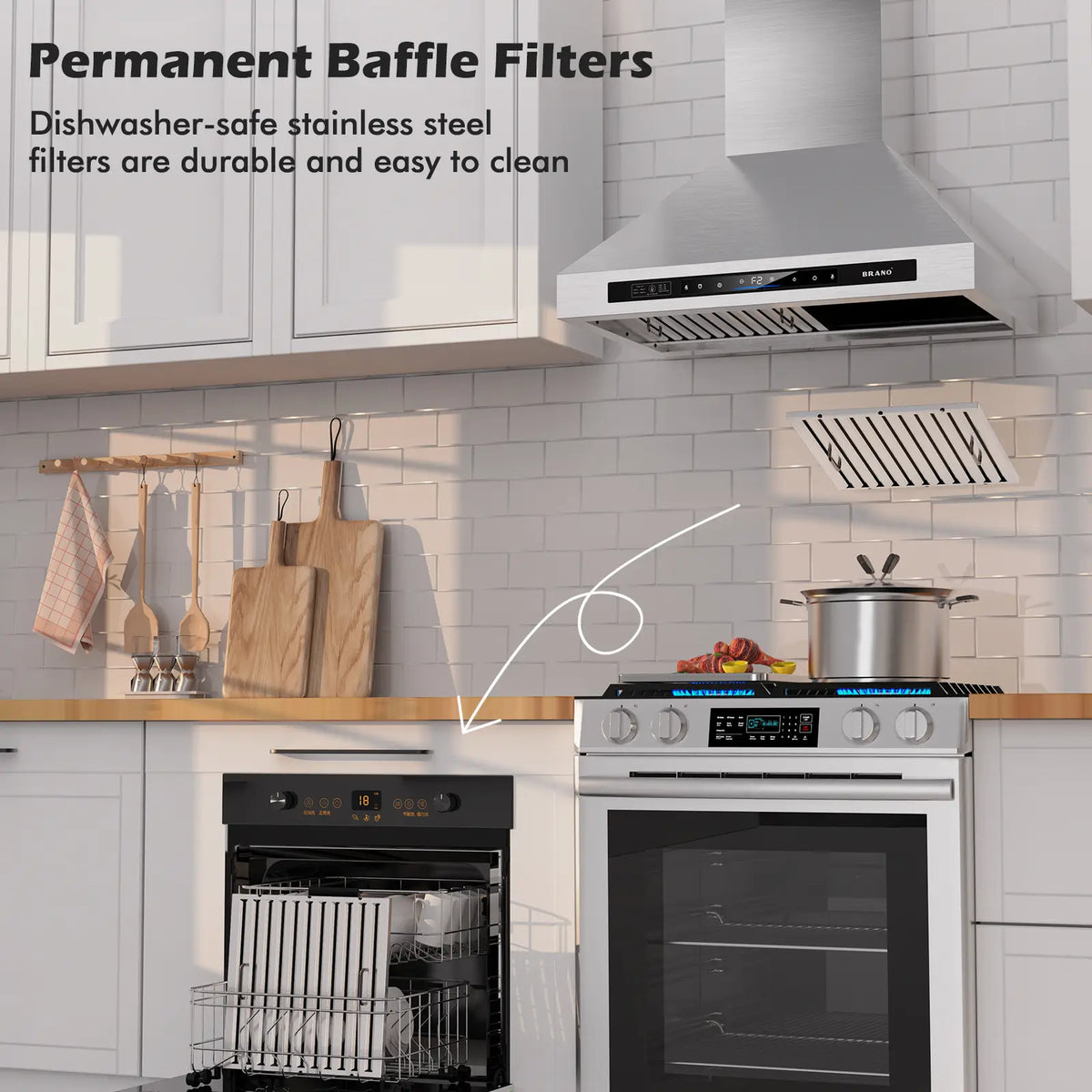 30 Inch Kitchen Ductless Range Hoods With Wall Mounted (TW04B-V30) - Brano