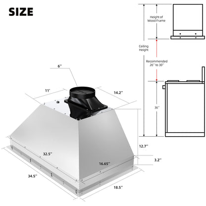 BRANO Smart Built-in Range Hood with Ductless Ventilation System (BU09B-V30/36)