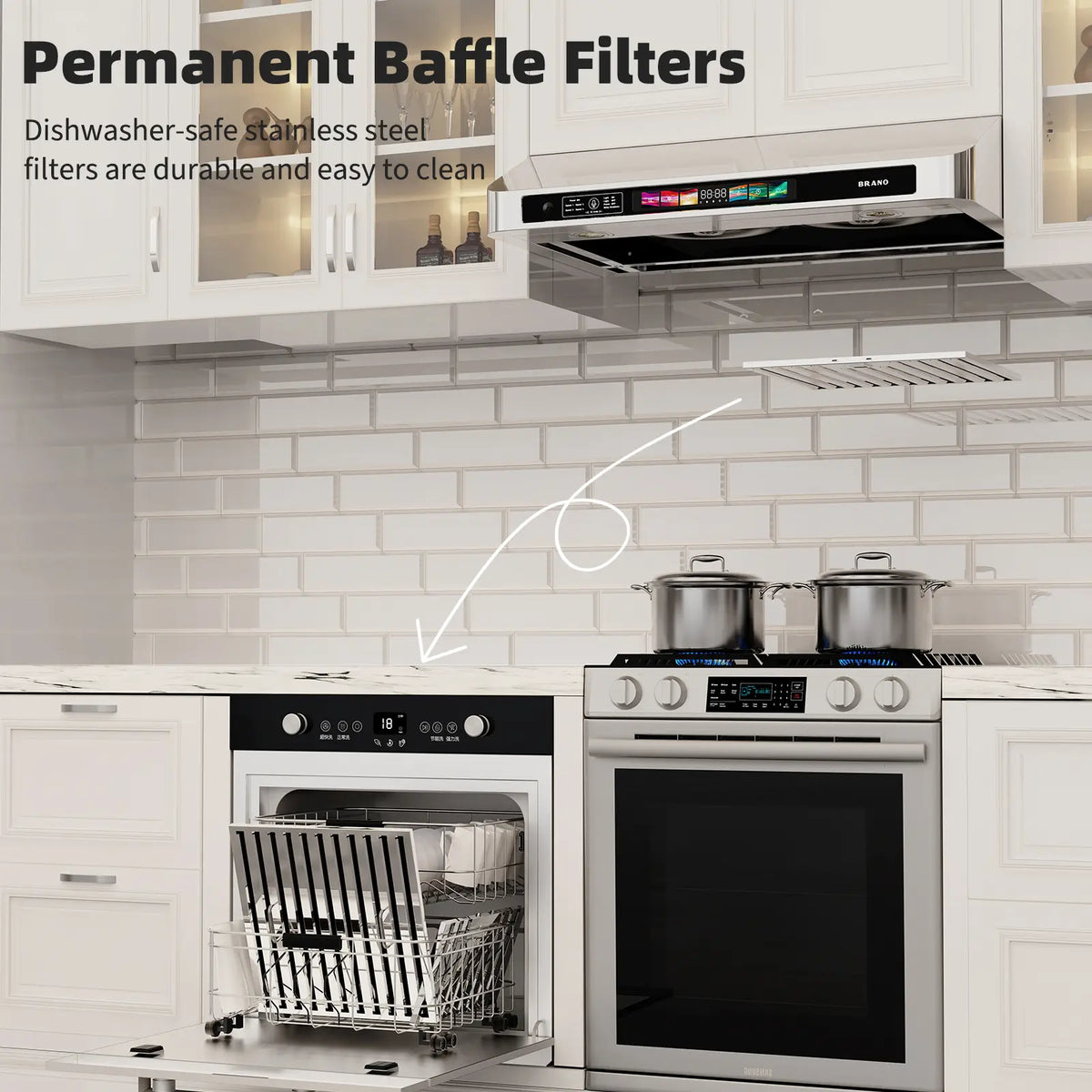 36 Inch Ducted Under Cabinet Range Hood (GXEA-197C-36) - Brano
