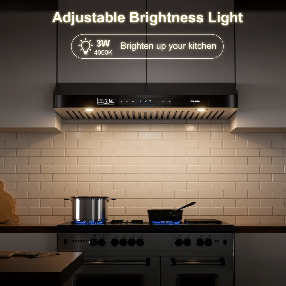 36 Inch Black Range Hoods Ducted With Stainless Steel (GXEA-197C-36-B) - Brano