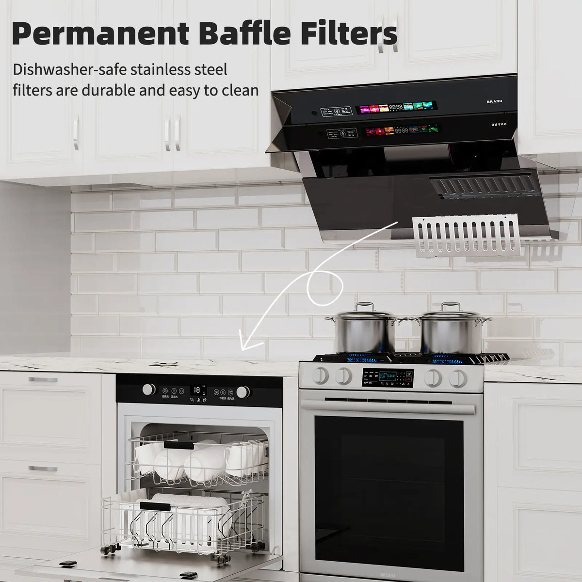 36 Inch Under Cabinet Range Hood With Touch Control (GXEA-T05-36) - Brano