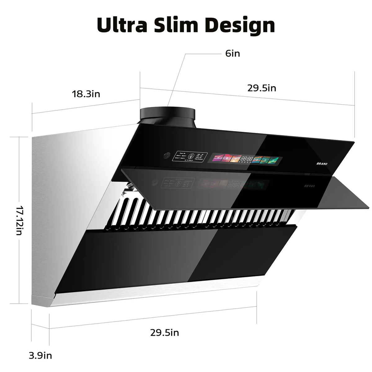 Black 30 Inch Ductless Kitchen Hood (GXEA-T05-30) - Brano