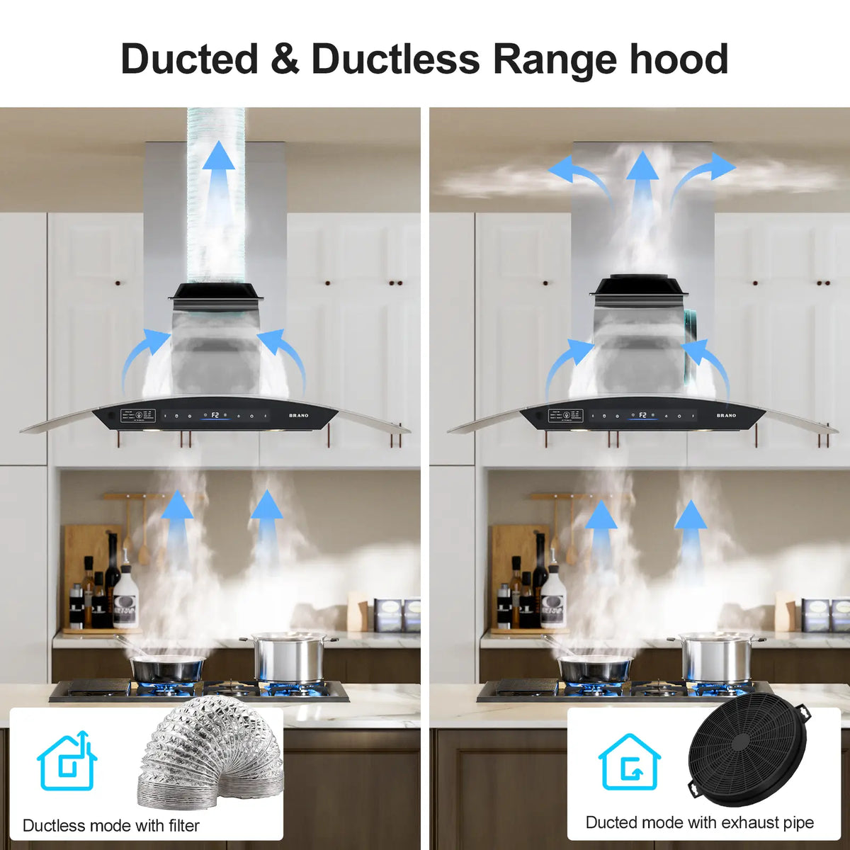 Ductless Island Vent Hood 900 CFM With 36 Inch (SL22S-V36) - Brano
