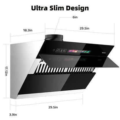 BRANO Side Suction Ventilation Under Cabinet Smart Kitchen Hood  (GXEA-T05-30)