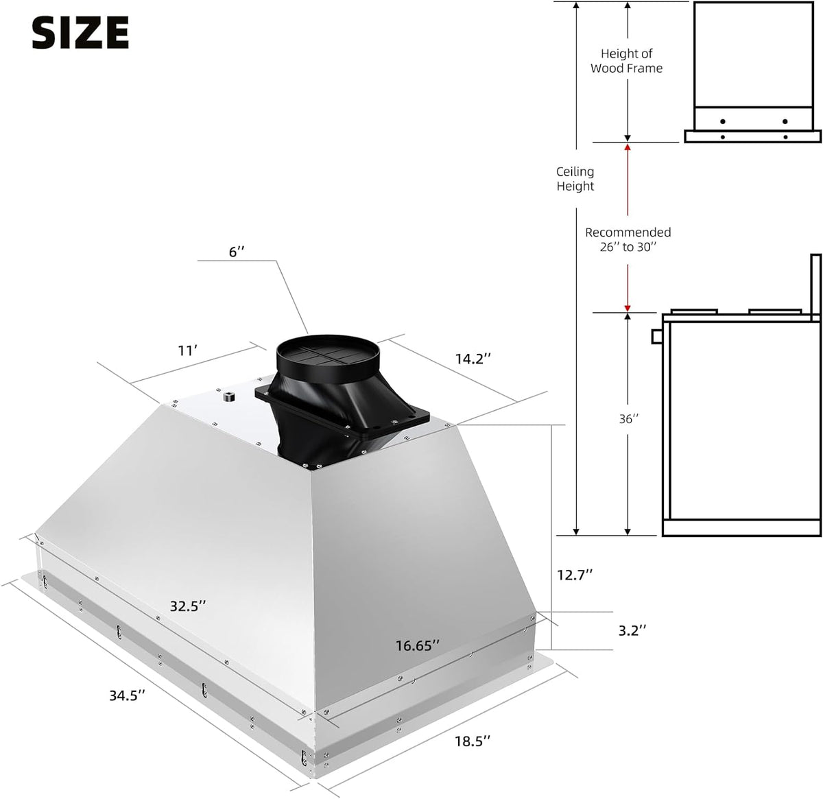 Built In Cabinet Range Hood - Product Details