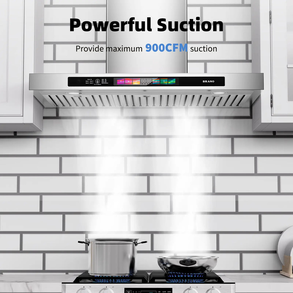 36 Inch Wall Mounted Range Hood Ducted With Stainless Steel  (TSG05S-V36) - Brano